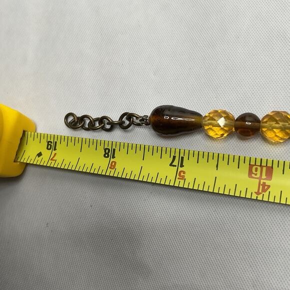 Vintage Festoon Necklace & Bracelet Triple Strand Faceted Amber Glass Beaded 18" - Picture 9 of 9